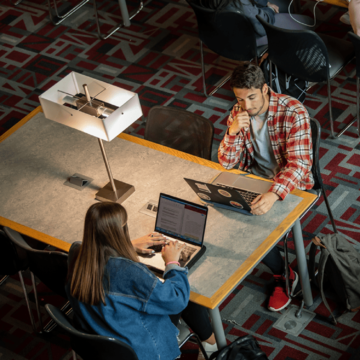 college students inside a library