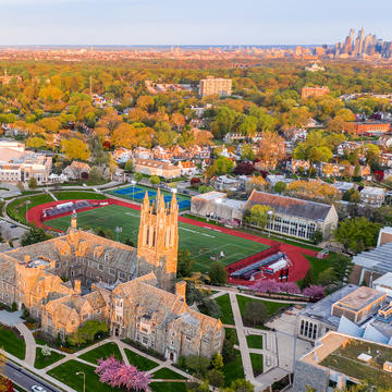 Aerial view of the Saint Joseph's University campus.