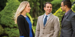 Haub School of Business students talking at Saint Joseph's University