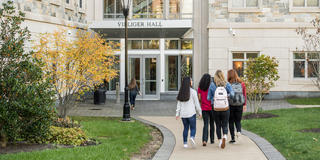 Students walking on Saint Joseph's University's campus.