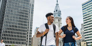 Students walk in Center City Philadelphia