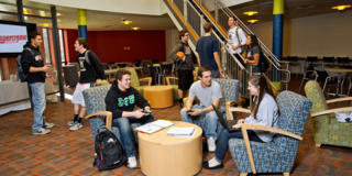 Students in common area in Merion Hall