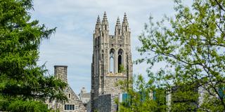 Barbelin Tower at Saint Joseph's University from McShain Bridge