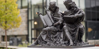 “Synagoga and Ecclesia in Our Time,” an original bronze sculpture on campus that celebrates the 50th Anniversary of ‘Nostra Aetate’
