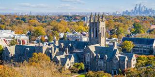 Aerial photo of Saint Joseph's campus featuring Barbelin Hall