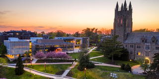 Bareblin Hall and Drexel Library during sunset