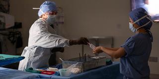 two students preparing for a surgery