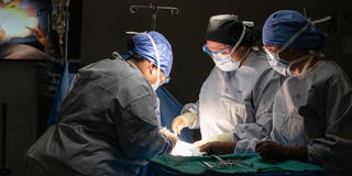 Medical students working in an operating room in Saint Joseph's University's Simulation Center