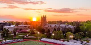 Saint Joseph's Barbelin Hall, Sweeney Field and Hagan Arena during sunset