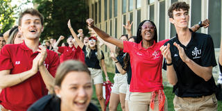 Saint Joseph's University NSO students cheering new students on campus