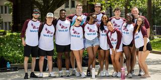 Orientation leaders smiling for a photo