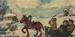 Burliuk painting of sled in snow