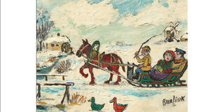 Burliuk painting of sled in snow