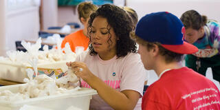 students engaged in volunteer activities