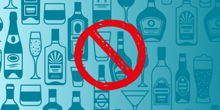 Graphic with an alcoholic beverage background and a no symbol
