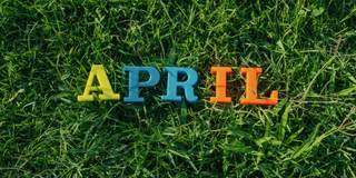 Header image of "April" spelled in grass
