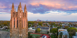Saint Joseph's University Barbelin Tower at sunset.