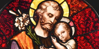 St. Joseph's stained glass image.