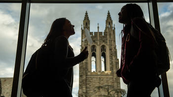 Students Talking Near Barbelin Hall at Saint Joseph's University