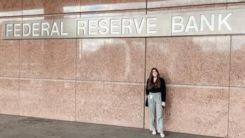 Melissa Abel outside the Philly Fed