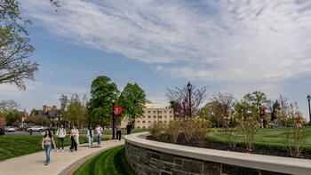 students walking on Saint Joseph's University campus