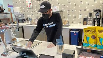 Ira Tucker working during his shift at Saxbys