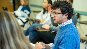 Class discussion in Bellarmine hall
