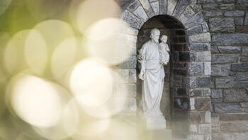 A statue in the chapel grotto 