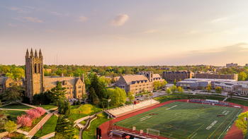 Saint Joseph's University campus with Barbelin Hall at sunrise.