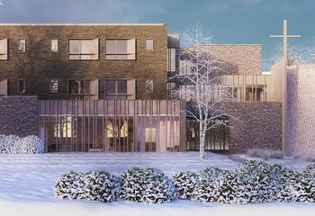 Artist's rendering of Arrupe Hall at Saint Joseph's University courtesy of Moto Designshop