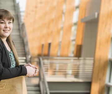 Co-Op Student on Balcony