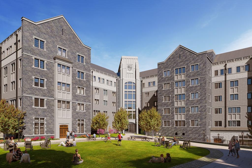 View of Saint Joseph's new first-year residence hall quad and dorm