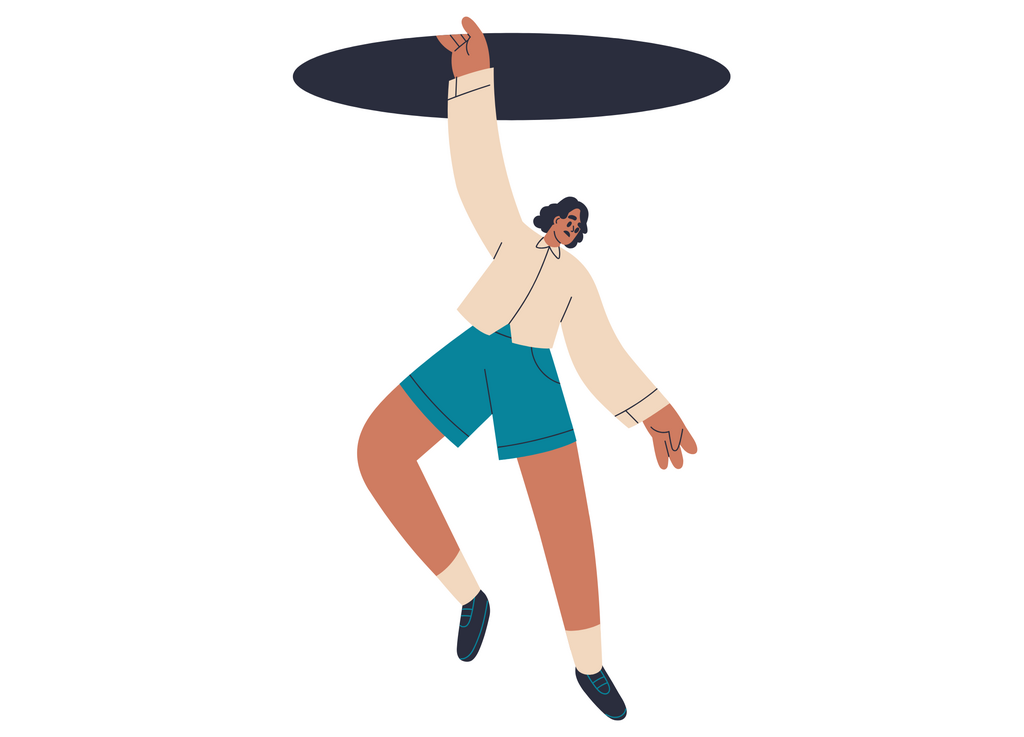 Person falling through a hole