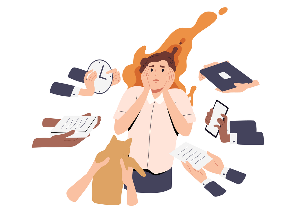 Man overwhelmed with responsibilities 