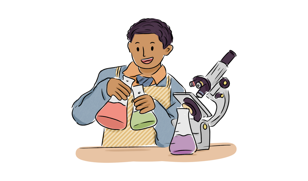 student mixing chemicals in chemistry