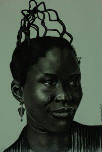charcoal portrait of African-American woman