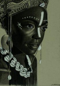 charcoal portrait of African-American woman