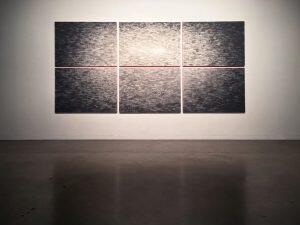 Sumi ink abstract mounted on gallery wall