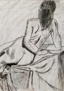 sketch of women laying down
