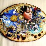 mixed media collage featuring African-American woman