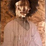 portrait of African-American woman with melted face