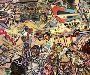 painting with a collage-like effect