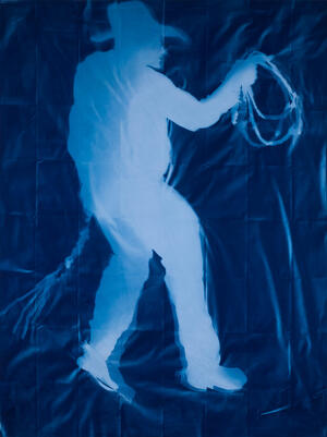 cyanotype of cowboy