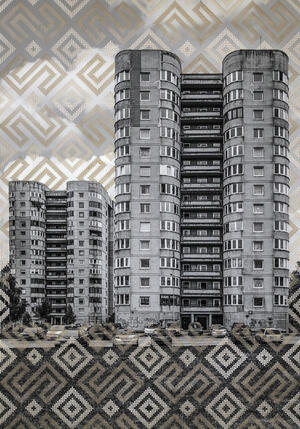 drawing of two residential skyscrapers