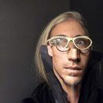 photo of woman with ripped advertisement over face