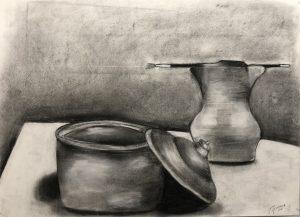 charcoal of clay pots