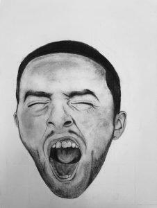 drawing of yawning face