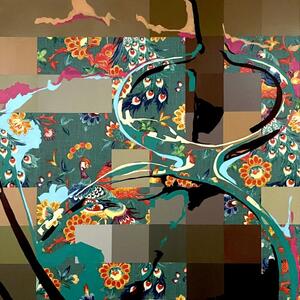 abstract painting resembling floral wallpaper pattern