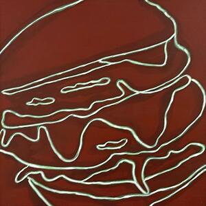 light green neon cheeseburger