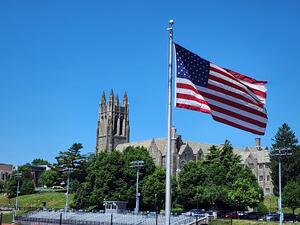 Barbelin Hall and Flag